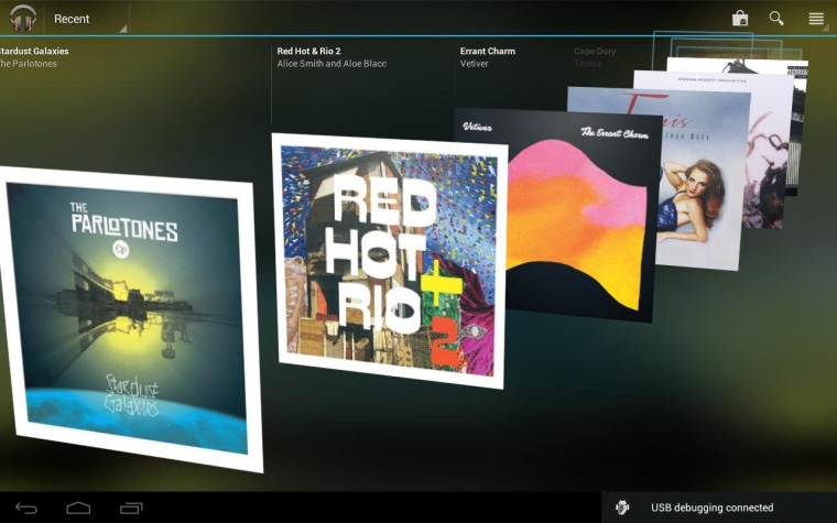 Screenshot of recently played music, using album art, on Google Music
