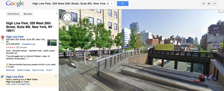 Google Street View of High Line Park