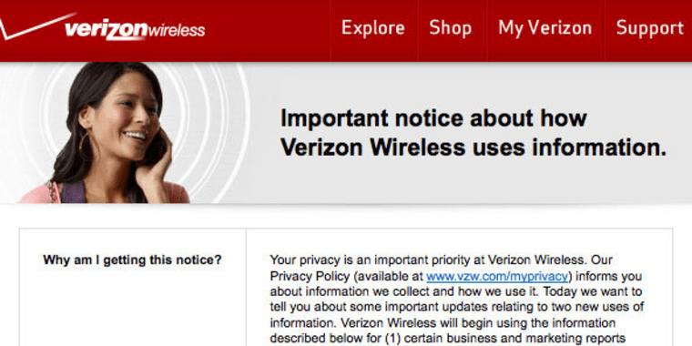 Verizon Wireless now tracking, sharing sites you visit