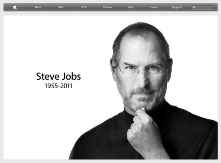 Apple's home page, as it has been since Steve Jobs' death was announced Wednesday.