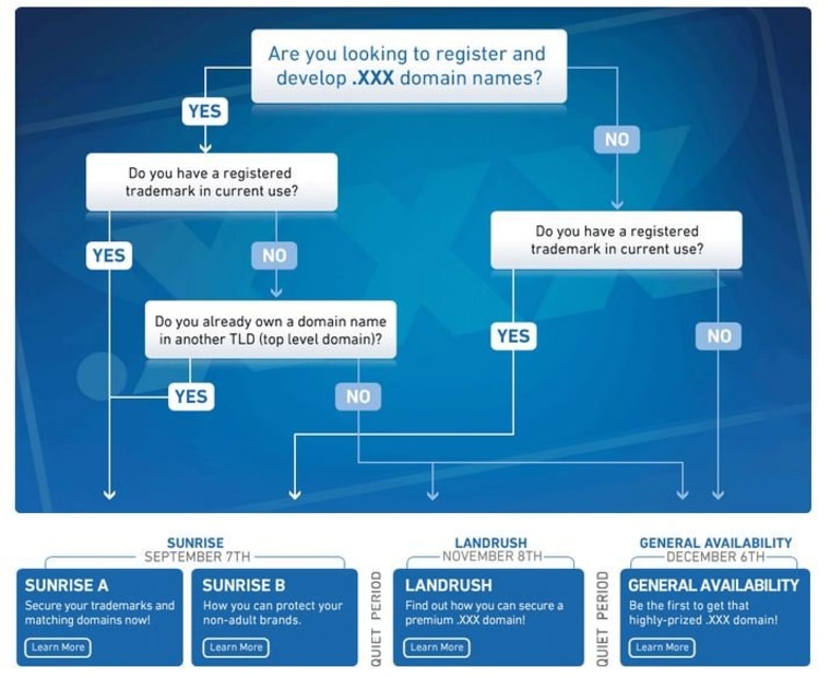 Screenshot of ICM Registry's infographic on the domain registration process for .XXX