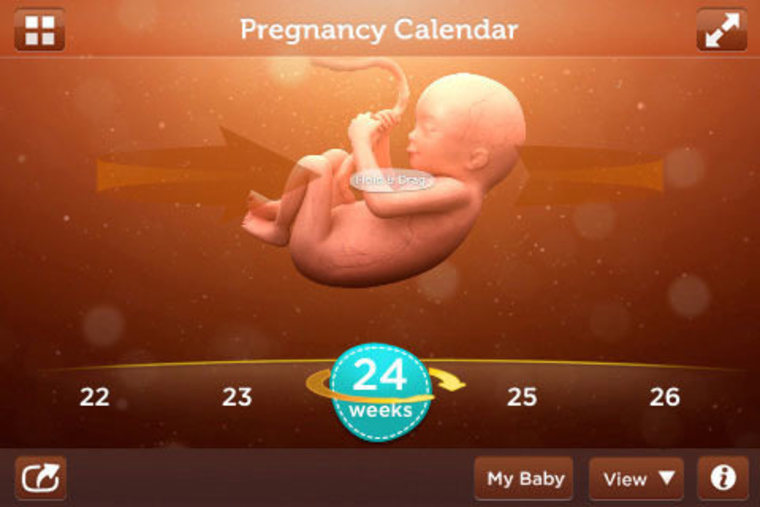 Screenshot of the Pampers Hello Baby Pregnancy Calendar app