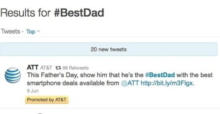 An example of a promoted tweet, one from AT&T.