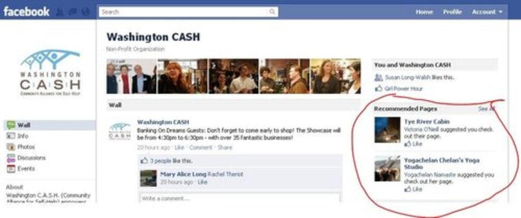 A screen grab from Facebook showing an example of \"social ads\"