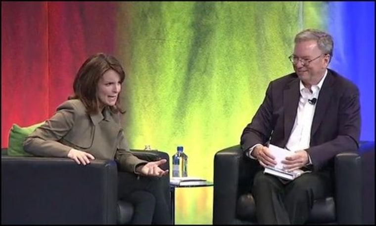 Tina Fey with Google executive chairman Eric Schmidt.