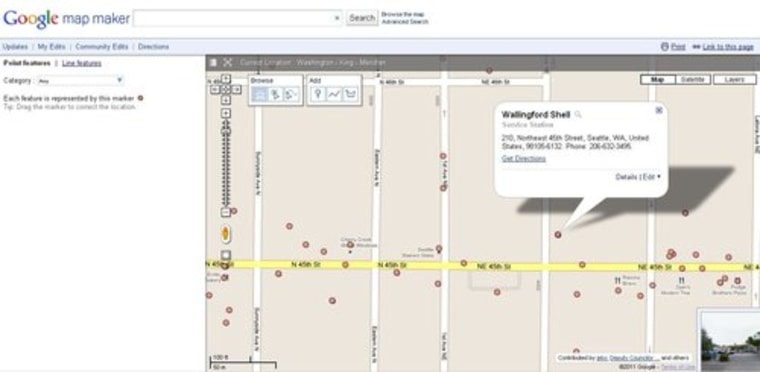 Screenshot of the browse screen on Google Map Maker