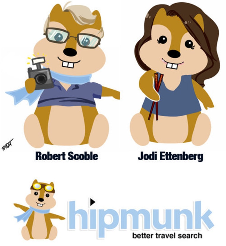 This is an example of how the custom-drawn Hipmunk chipmunks might look. (These particular ones are of writers Robert Scoble and Jodi Ettenberg.)