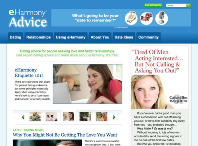 According to eHarmony, only data connected to its Advice site was compromised.