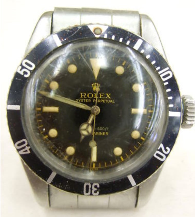 The Rolex Submariner Ref 5510 that the owner bought in 1958 at a U.S. Navy base in the Marshall Islands.