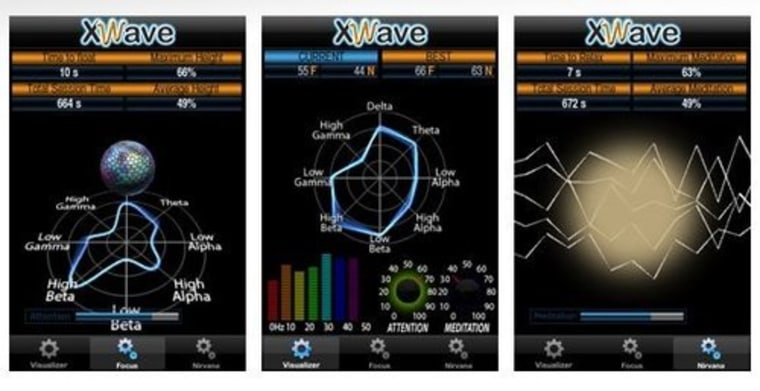 XWave app with Visualizer, Focus and Nirvana (L-R)