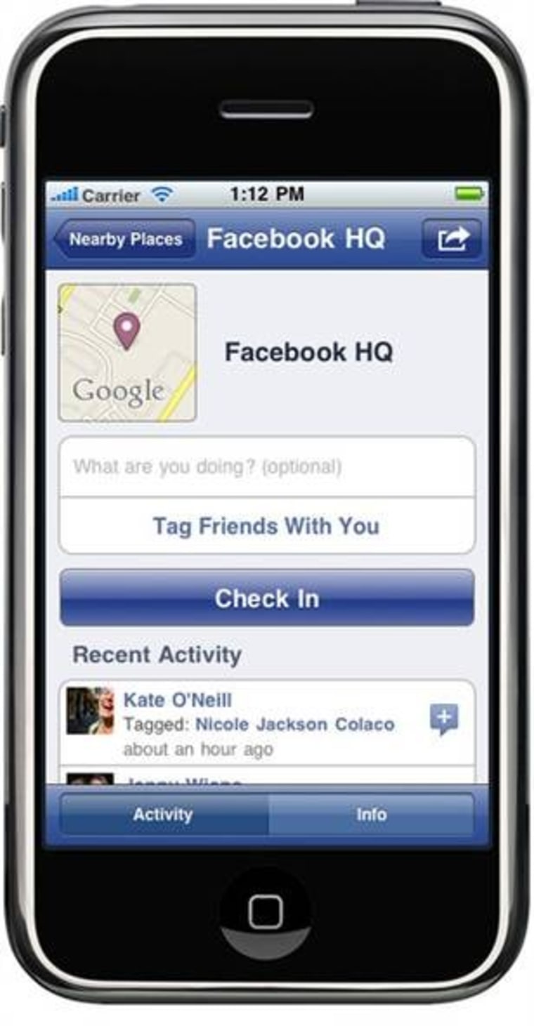 Facebook's Places program for mobile phones was introduced last month.