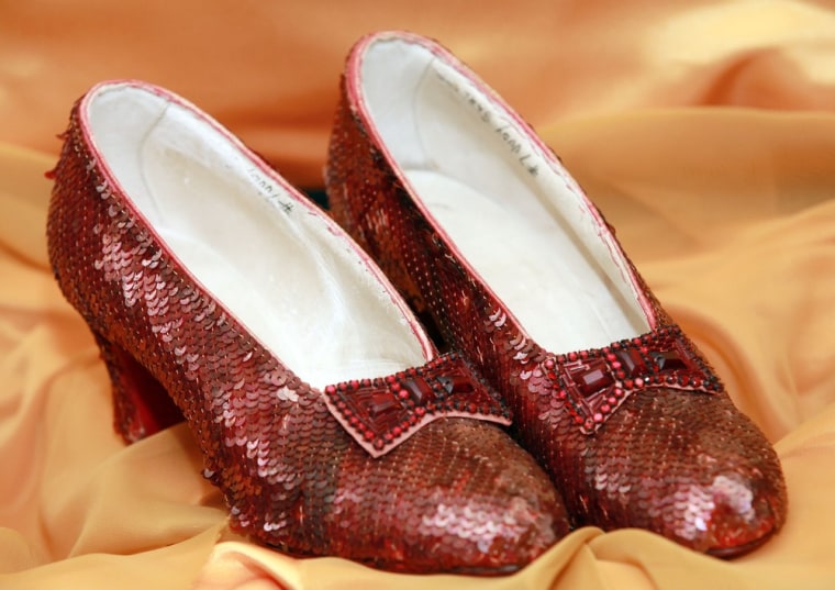 \"The Wizard of Oz\" Ruby Red slippers are a women's size 5.