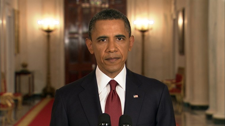 President Barack Obama announces that Osama bin Laden has been killed during a televised address on Sunday, May 1, 2011.