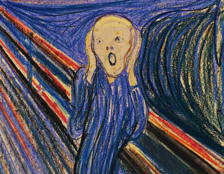 epa03115284 A handout image provided on 21 February 2012 by the auction house Sotheby's of a 1895 pastel on board of Edvard Munch 'The Scream'  that will go on sale at Sotheby's New York impressionist and Modern Art Evening Sale on 02 May 2012. ATTENTION: Copyright in this image shall remain vested in Sotheby's. Please note that this image may depict subject matter which is itself protected by separate copyright. Sotheby's makes no representations as to whether the underlying subject matter is subject to its own copyright, or as to who might hold such copyright. It is the borrower's responsibility to obtain any relevant permissions from the holder(s) of any applicable copyright and Sotheby's supplies this image expressly subject to this responsibility. Note that the image is provided for a one-time use only and no permission is granted to alter this image in any way.  EPA/HANDOUT  HANDOUT EDITORIAL USE ONLY/NO SALES/NO ARCHIVES