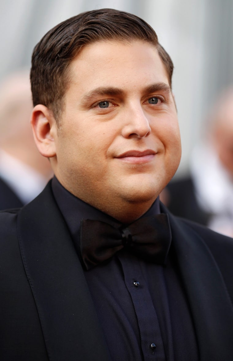 Jonah Hill, best supporting actor nominee for his role in \"Moneyball,\" arrives at the 84th Academy Awards in Hollywood, California, February 26, 2012.  REUTERS/Lucy Nicholson  (UNITED STATES) (OSCARS-ARRIVALS)
