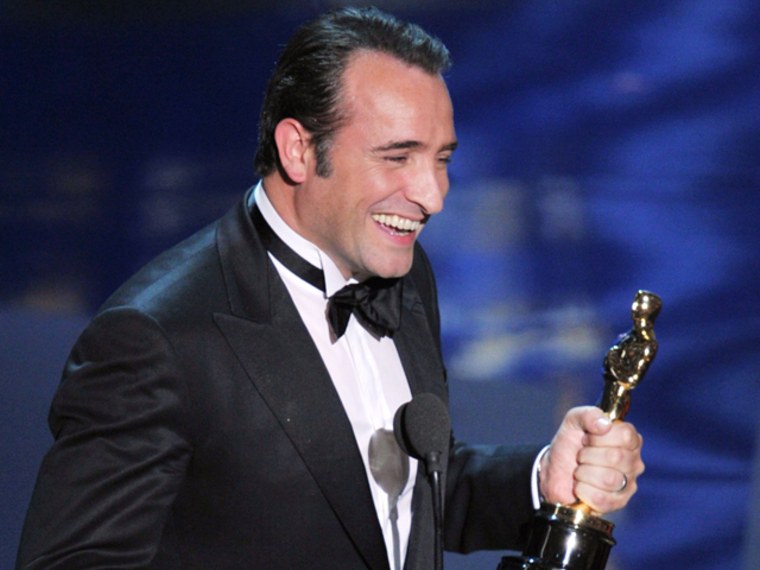 HOLLYWOOD, CA - FEBRUARY 26: Actor Jean Dujardin accepts the Best Actor Award for 'The Artist' onstage during the 84th Annual Academy Awards held at the Hollywood & Highland Center on February 26, 2012 in Hollywood, California. (Photo by Kevin Winter/Getty Images)