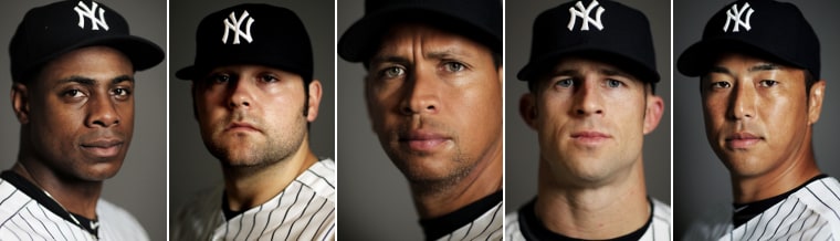 New York Yankees baseball players pose for media day