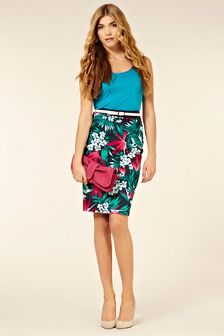 Tropical Print Pencil Skirt from oasis-stores.com.