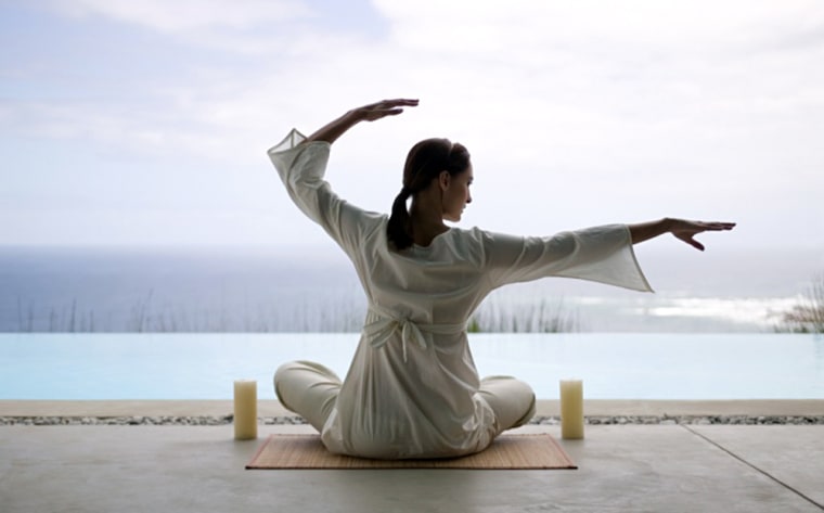 Woman in yoga position msnbc stock photography photo exercise stretch