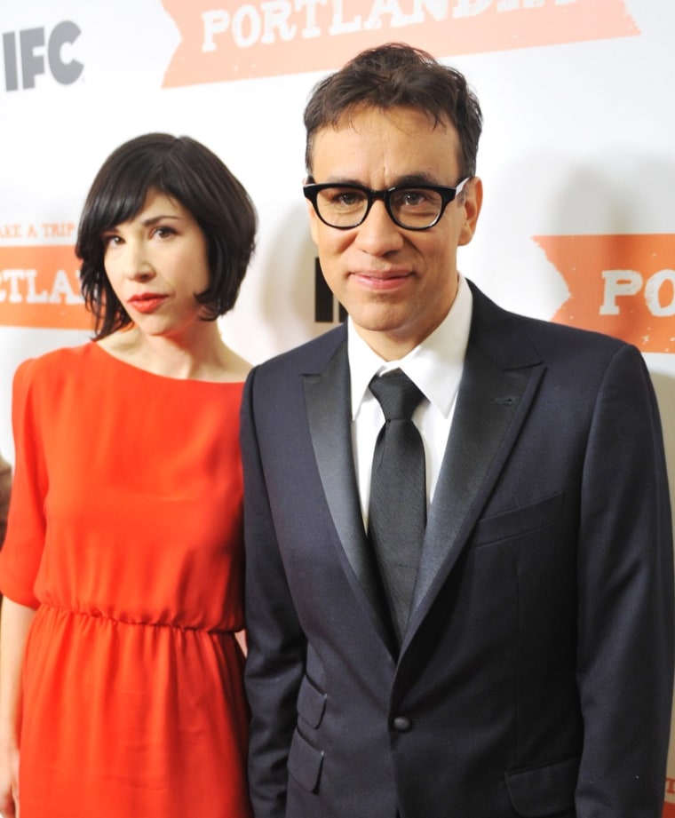 NEW YORK, NY - JANUARY 05:  Actress/singer Carrie Brownstein and actor Fred Armisen attend the \"Portlandia\" season 2 premiere screening at the American Museum of Natural History on January 5, 2012 in New York City.  (Photo by Stephen Lovekin/Getty Images)
