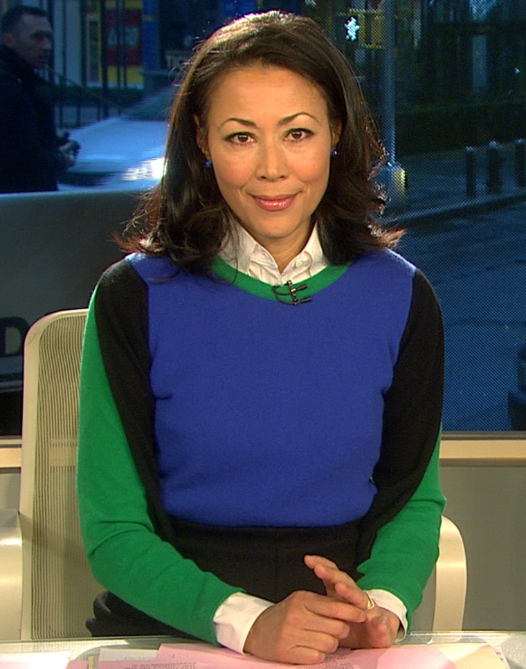 Ann Curry wearing a colorblock sweater on TODAY.