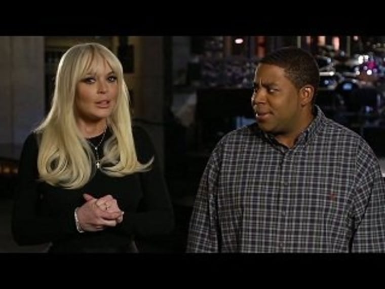 Lindsay Lohan and \"Saturday Night Live\" regular Kenan Thompson wonder why the media never pays her any attention.