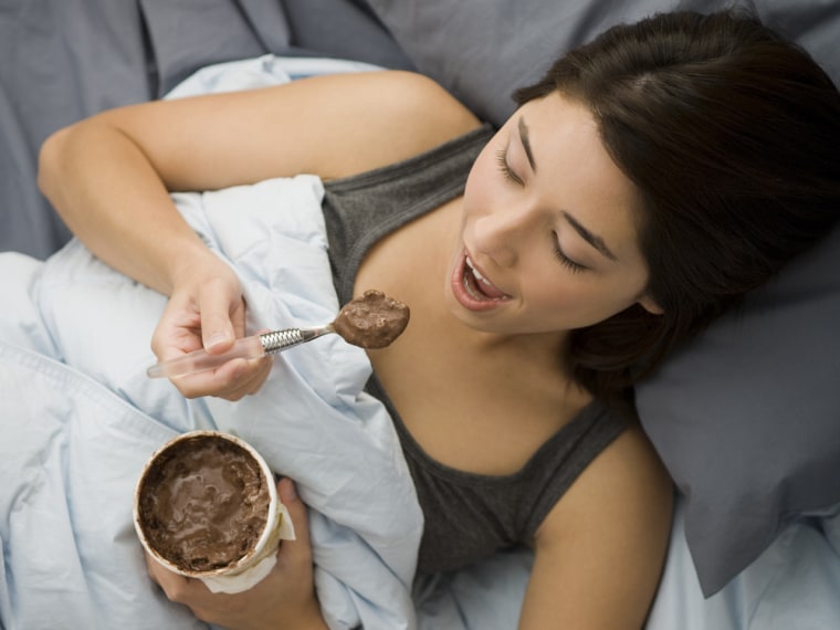 Almost 40 percent of single women say they'd choose their favorite food over sex for a year -- and chocolate ice cream would be a good option.