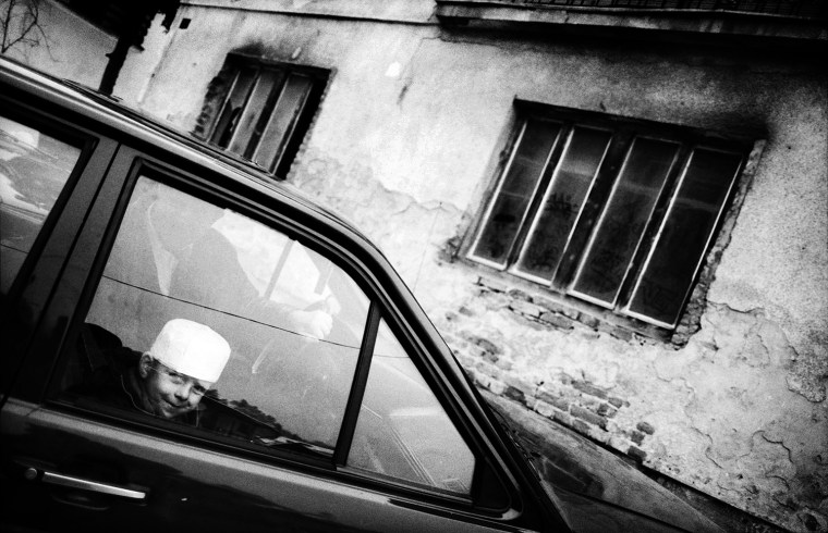 Bosnian Muslim returnees to Srebrenica arrive for morning prayers on the first day of Eid al-Adha celebrations, December 20, 2007.