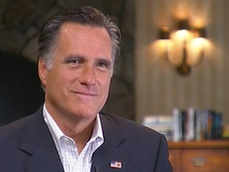 Republican presidential candidate Mitt Romney talks with NBC's Peter Alexander on Friday.