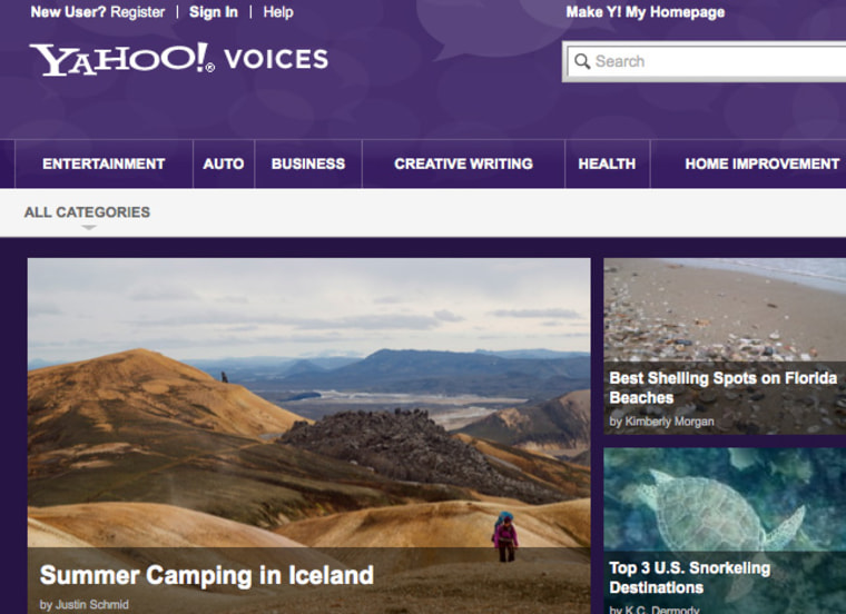 Yahoo Voices Web page