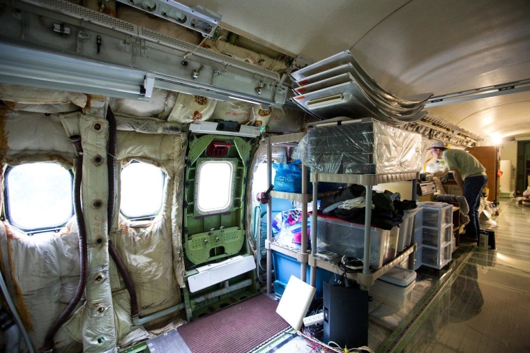 Among other refurbishments, Campbell is upgrading the cabin's curved interior panels. His 727, built in 1969, shipped with panels from a previous Boeing jet of the same width, the 707. Campbell's upgrading them to panels later made for the 727.