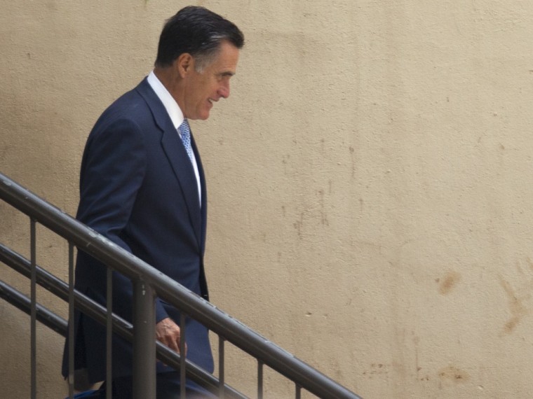 Republican presidential candidate Mitt Romney leaves a fundraiser July 16 in Baton Rouge, La.