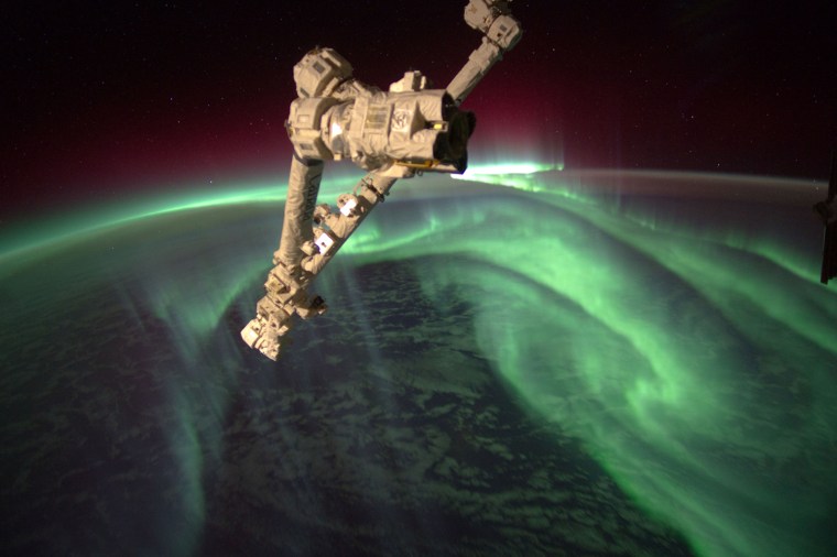 NASA astronaut Joe Acaba captured this photo of the southern lights in a dazzling aurora display on July 14-15, 2012, during an uptick in solar activity.