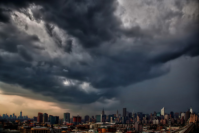 The storm rips through New York City Wednesday afternoon.