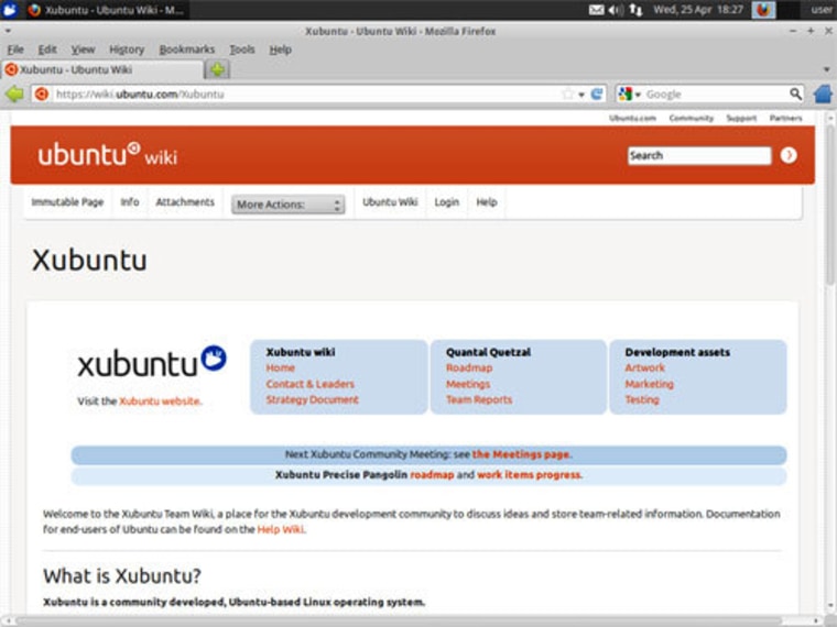 A screenshot of Xubuntu Linux running the Mozilla Firefox Web browser.