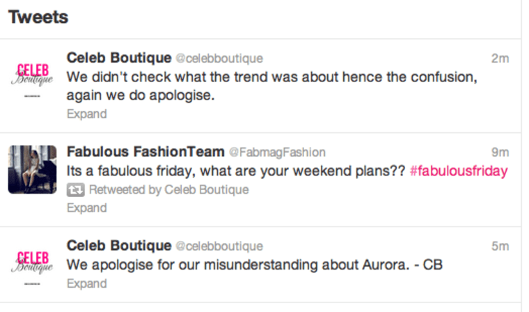 Clothing retailer's insensitive #Aurora tweet enrages Internet