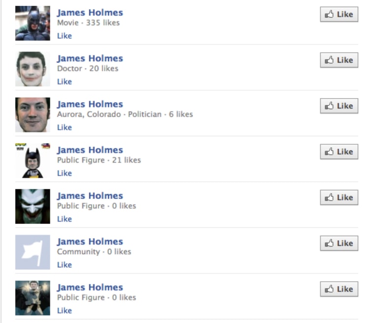 James Holmes Facebook pages