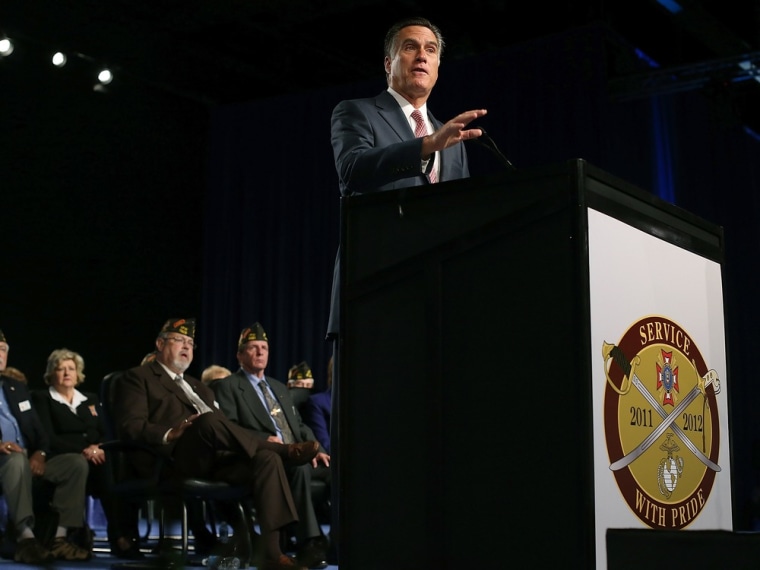 Republican presidential candidate Mitt Romney speaks during the 113th National Convention of the Veterans of Foreign Wars on July 24 in Reno, Nevada.
