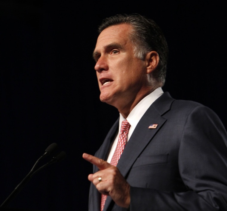 Republican presidential candidate, former Massachusetts Gov. Mitt Romney addresses the 113th National Convention of the Veterans of Foreign Wars, Tuesday, July 24,2012, in Reno, Nev.