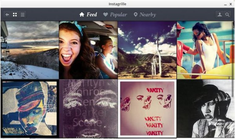 Instagrille's tiled view of Instagram feed