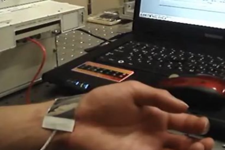 Image of sensor measuring a heartbeat