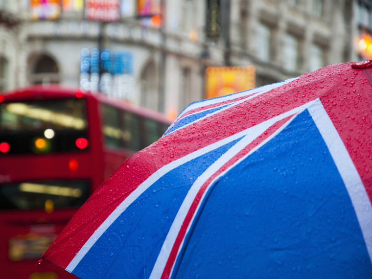 Umbrellas are a common sign in London. But except Mary Poppins during the opening ceremony, they're not allowed in Olympic venues.