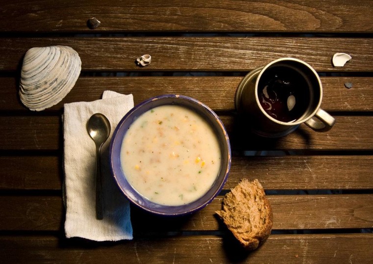 \"But when that smoking chowder came in, the mystery was delightfully explained. Oh! sweet friends, hearken to me. It was made of small juicy clams, scarcely bigger than hazel nuts, mixed with pounded ship biscuit, and salted pork cut up into little flakes; the whole enriched with butter, and plentifully seasoned with pepper and salt.\" – Chapter 15, \"Moby Dick\"