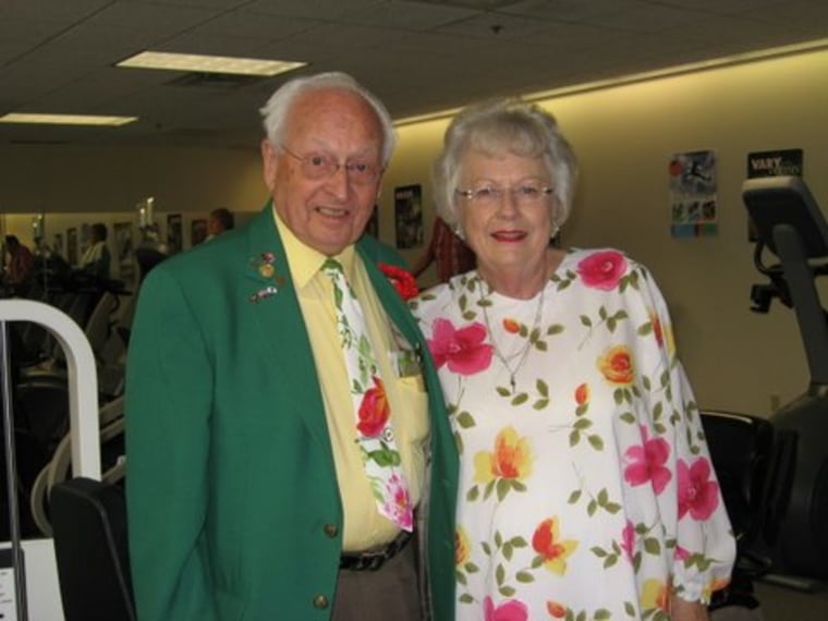 The Schwankes in bloom: Mel and Joey resplendent in a floral pattern.