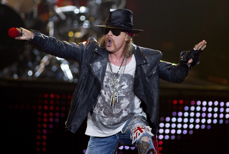 Axl Rose of Guns N' Roses performs during a concert in Rotterdam, The Netherlands, on June 4.