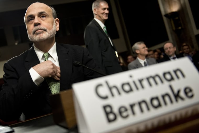 Federal Reserve Chairman Ben S. Bernanke takes his seat for a hearing of the Joint Economic Committee on Capitol Hill on June 7, 2012 in Washington, DC.