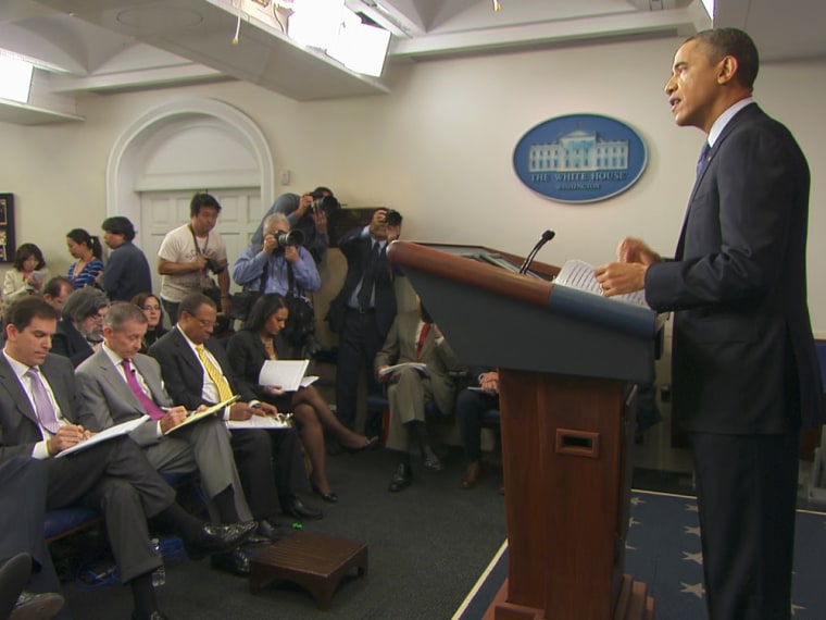 President Barack Obama talks about the nation's economy and the European debt crisis at a press conference on Friday.
