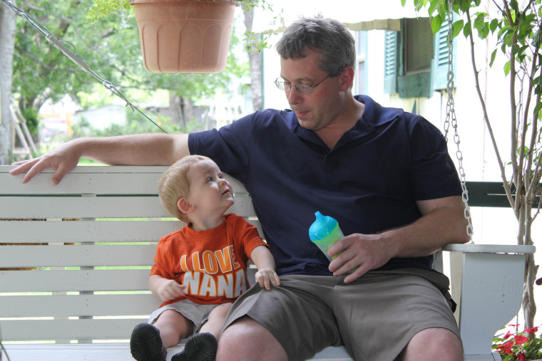 Dad and Max, 2, chilling out.