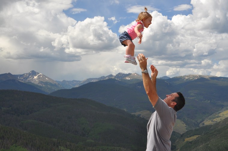 Daddy and Mia, 18 months, flying high in Colorado Rockies.