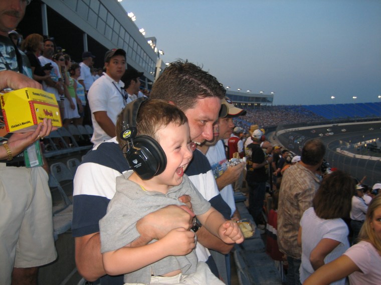 Michael Paul, 4, attending his first NASCAR race with Daddy.